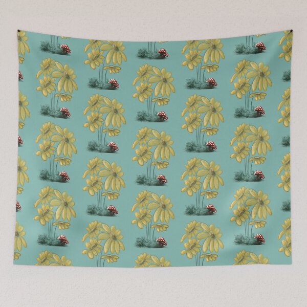 Item preview, Yellow flowers and red little mushrooms  designed and sold by AlinaSCorner.