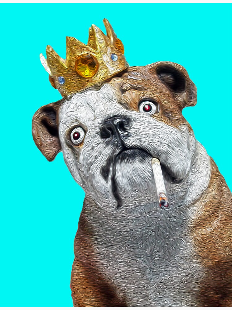 "King DOG Turquoise Smoking King Puppy Bulldog King Smoking Dog