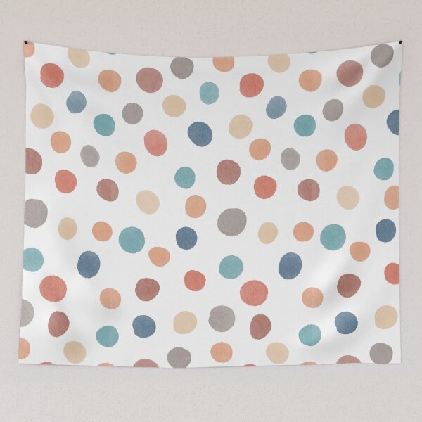 Item preview, Boho Dots Pattern in Retro Colors Turquoise Blue Beige Red Grey and Terracota designed and sold by MFGB-Creations.