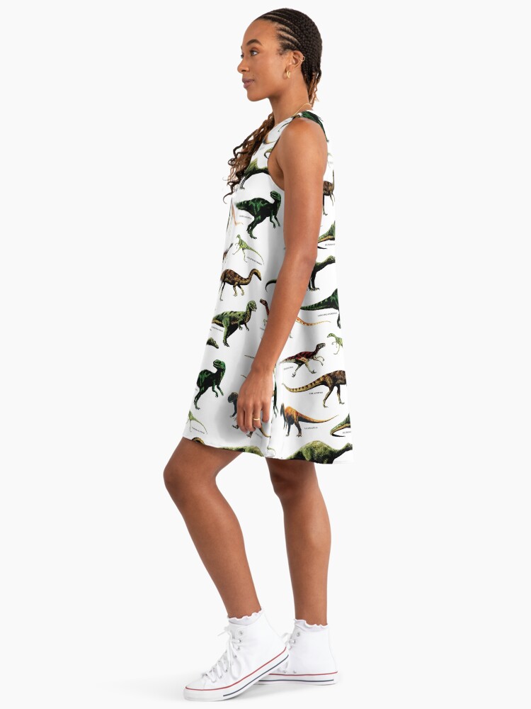 Dinosaur Species Vintage Retro 80s Dino Dinosaurs Dinosaur A-Line Dress