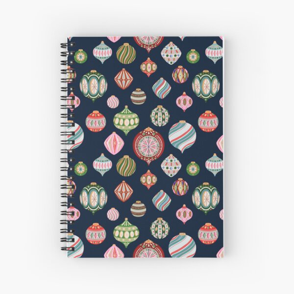 Holiday Baubles in Navy Spiral Notebook