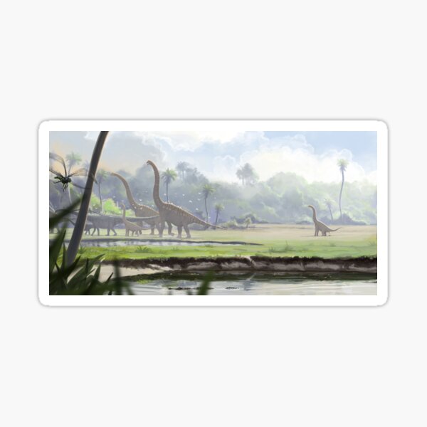 Item preview, Sauropod herd in landscape designed and sold by Paleo-parallax.