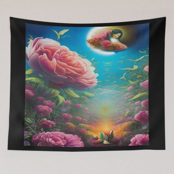 Item preview, Abstraction illustrative rosery Colorful hippie style Splash Flowers Imagination of dream  桜 world art bloomcore designed and sold by ValleyDream.