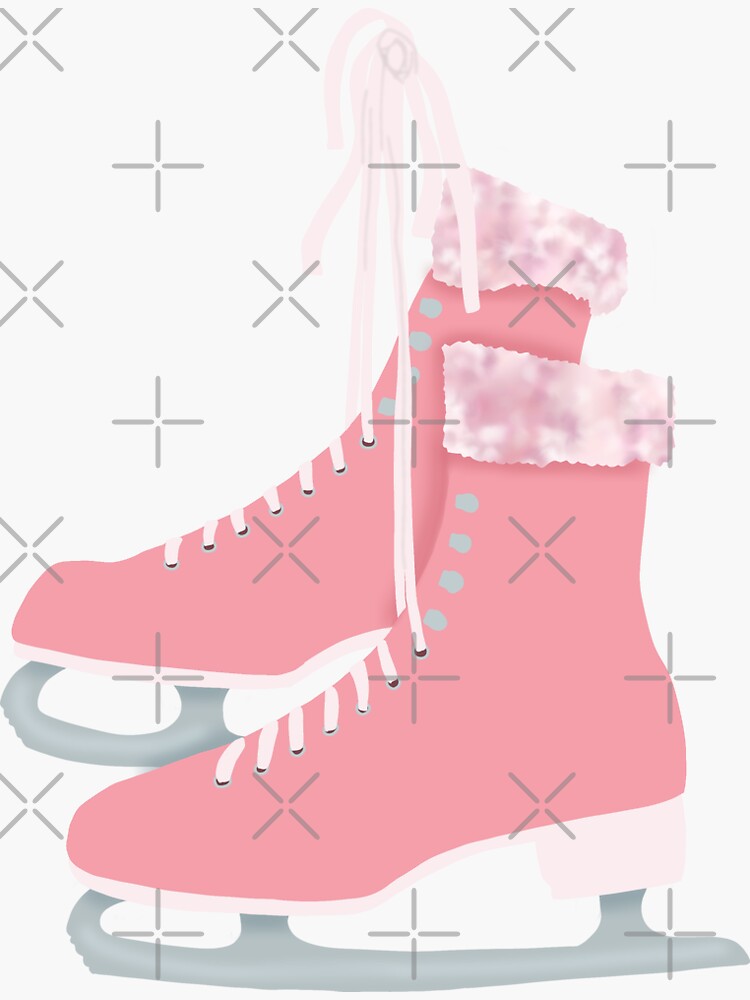 “Pink ice skates” Sticker for Sale by Becky-Marie | Redbubble