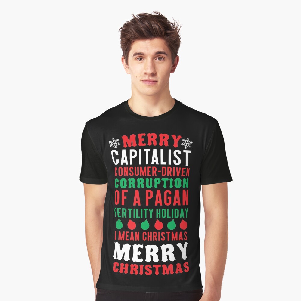 TeeShirtPalace Merry Corruption of A Pagan Holiday Funny Christmas Quotes Happy Holidays Sweatshirt