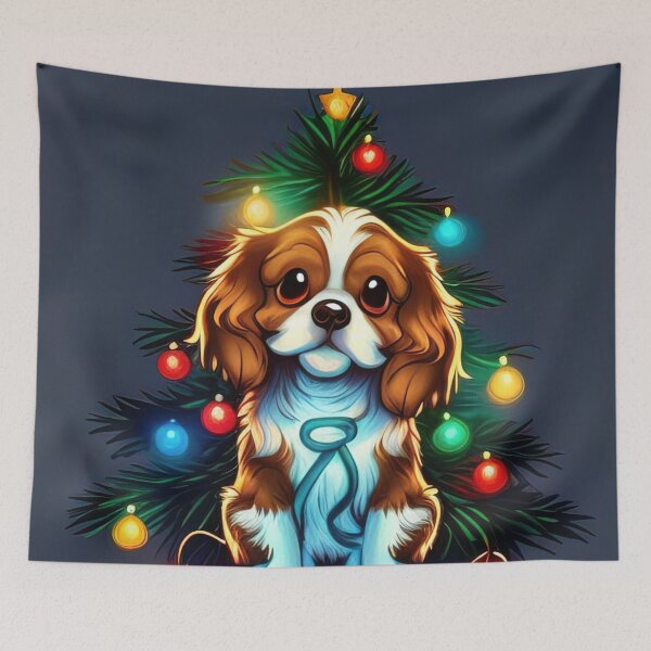Item preview, Dog decorated with christmas ornaments designed and sold by XmasPatterns.