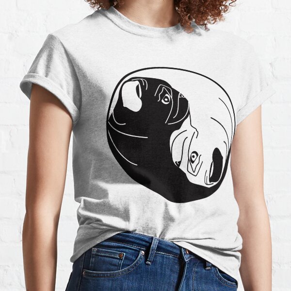 Vista previa del artículo con la obra «YING YANG PUG MONOCROMO BLANCO Y NEGRO SÍMBOLO DEL YIN PUG», diseñado y vendido por BirdysBoutique.