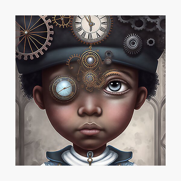 Aperçu de l'œuvre Jeune enfant afrofuturiste steampunk créée et vendue par Blaché Designs.