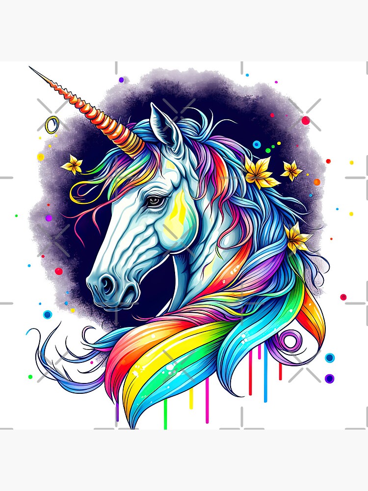 Unicorn Artwork with Stars and Swirls