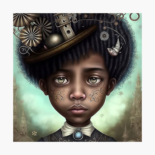 Aperçu de l'œuvre Steampunk afrofuturiste jeune enfant 2 créée et vendue par Blaché Designs.