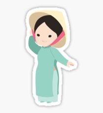 Vietnamese Ao dai traditional dress Sticker