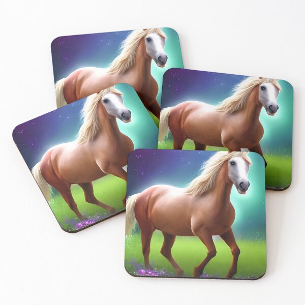 Item preview, Cute horse with magical nature wallpaper designed and sold by The Love Quill.