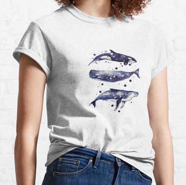 Watercolor Whale Trio in grey Classic T-Shirt
