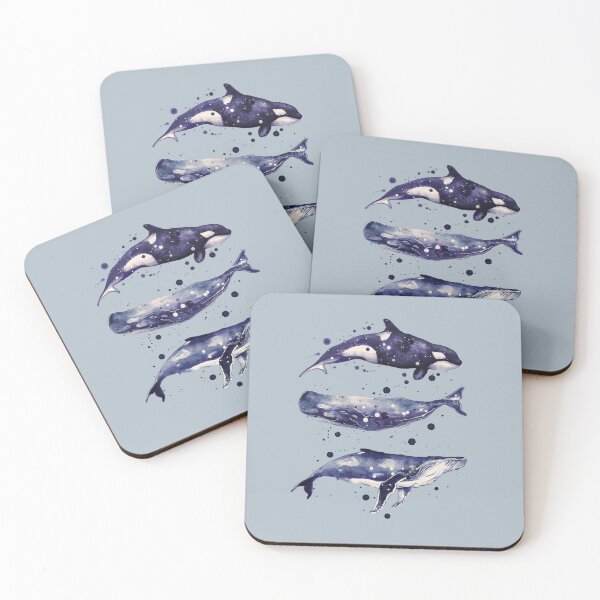 Item preview, Watercolor Whale Trio in grey designed and sold by SamNagelArt.