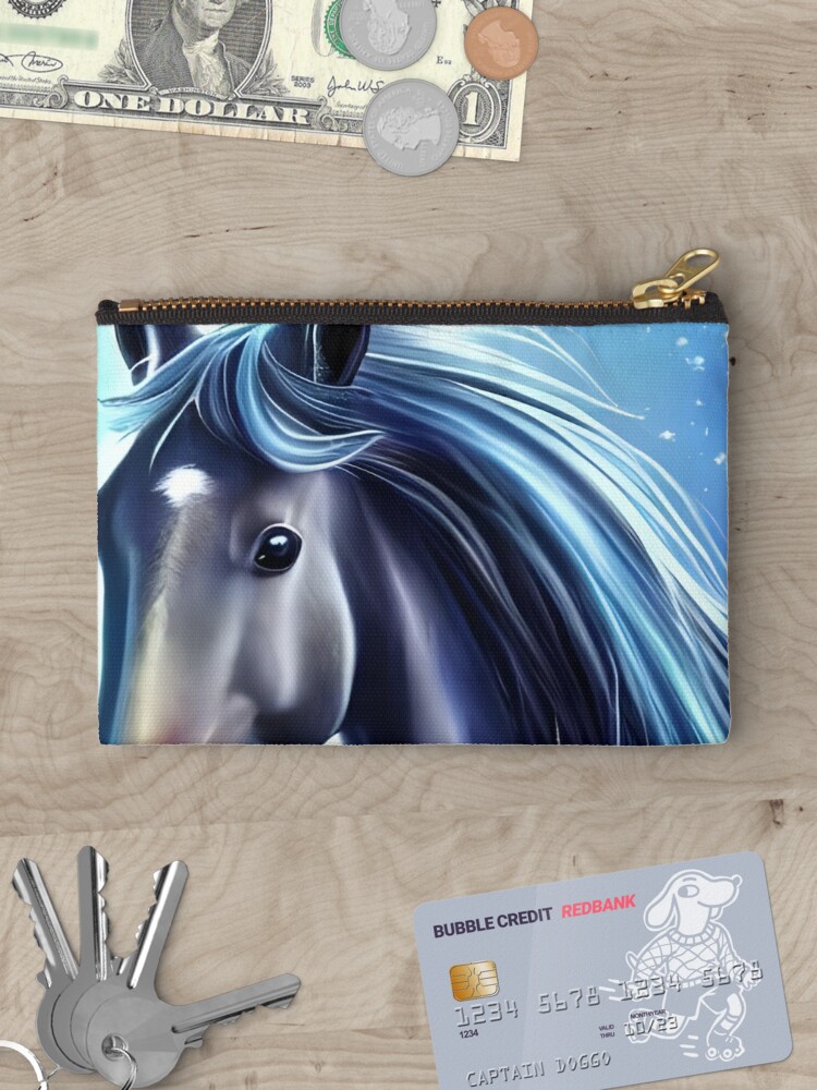 Cute horse with magical nature wallpaper Zipper Pouch for Sale by