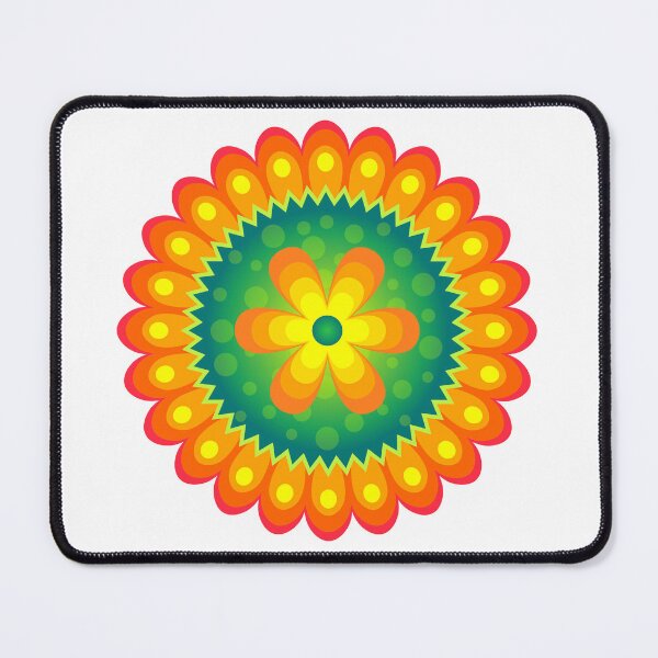 Item preview, Decorative Flower Mandala - Orange and Green Delight designed and sold by DeevaValli.