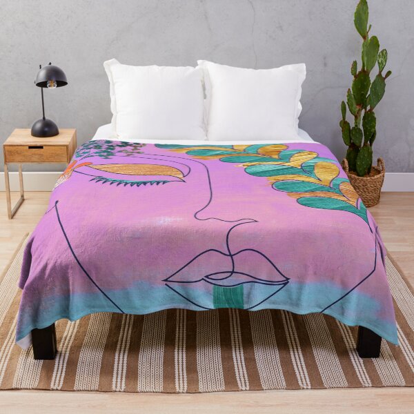 Item preview, Monoline Woman Gilded Flowers 1.2 Violet Blue designed and sold by Old Urban Farmhouse Design Studio.