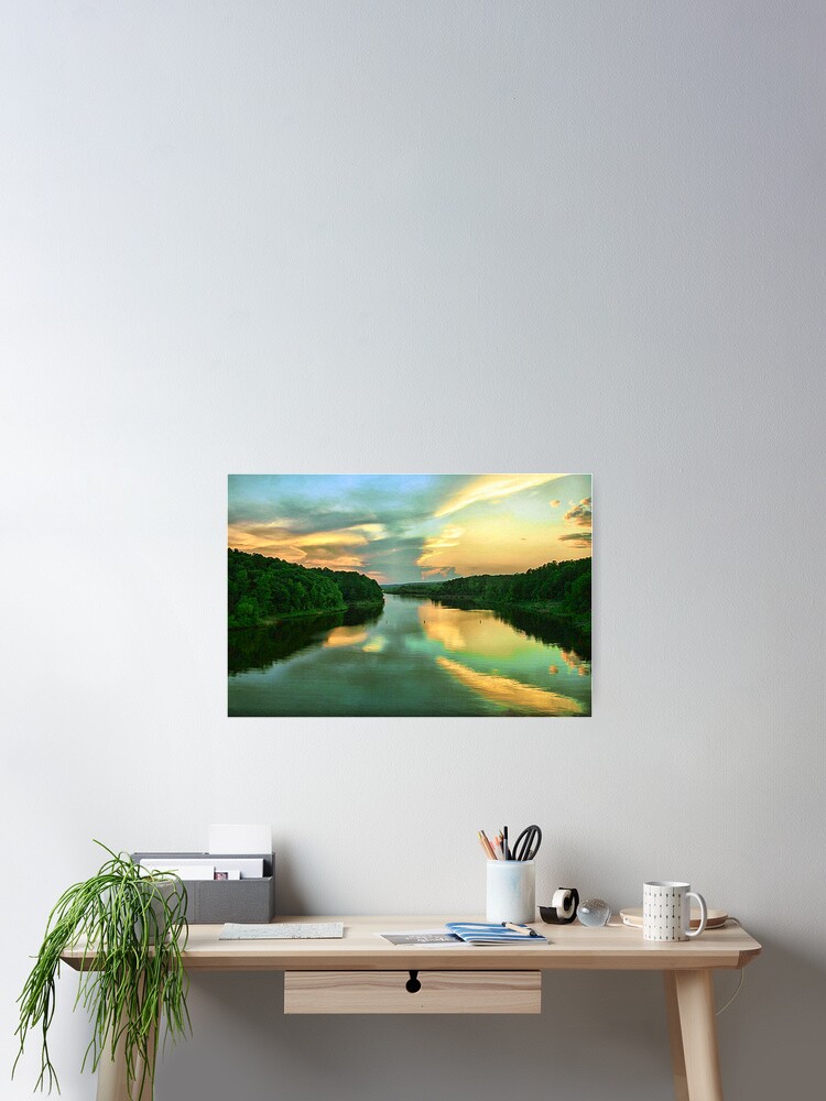 Thumbnail 2 of 3, Poster, Sunset on the River designed and sold by idnurse41.