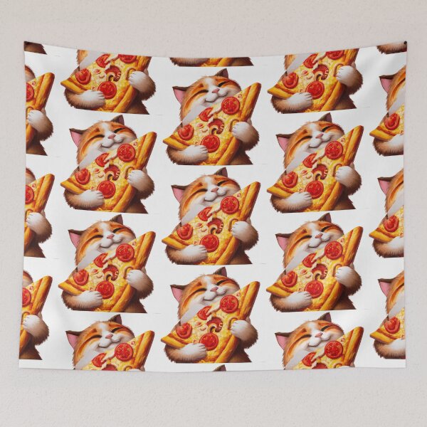 Item preview, Tabby Kitty Cat Hugging a Slice of Pepperoni Pizza designed and sold by Lilieae.