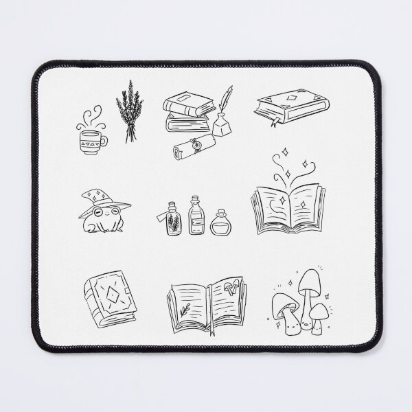 Item preview, Cute Fantasy items line art - pack of cute fantasy books and potion and mushrooms  designed and sold by Yarafantasyart.