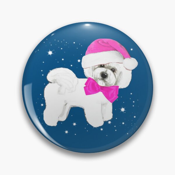 Item preview, Bichon Frise dog in a pink Christmas Santa Hat designed and sold by MagentaRose.