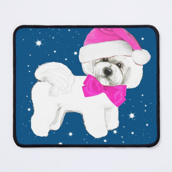 Item preview, Bichon Frise dog in a pink Christmas Santa Hat designed and sold by MagentaRose.