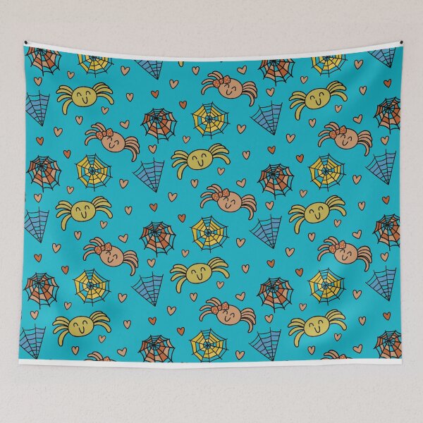 Item preview, Cute Spider Couple Pattern with a Blue Background designed and sold by RepublicOfFire.
