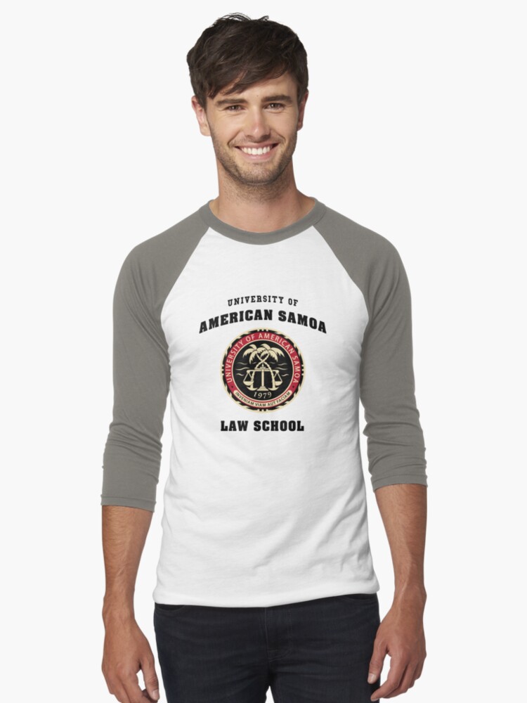 Imagen 1 de 3, Camiseta ¾ estilo béisbol con la obra BCS - Facultad de Derecho de la Universidad de Samoa Americana, diseñada y vendida por Theo-p.