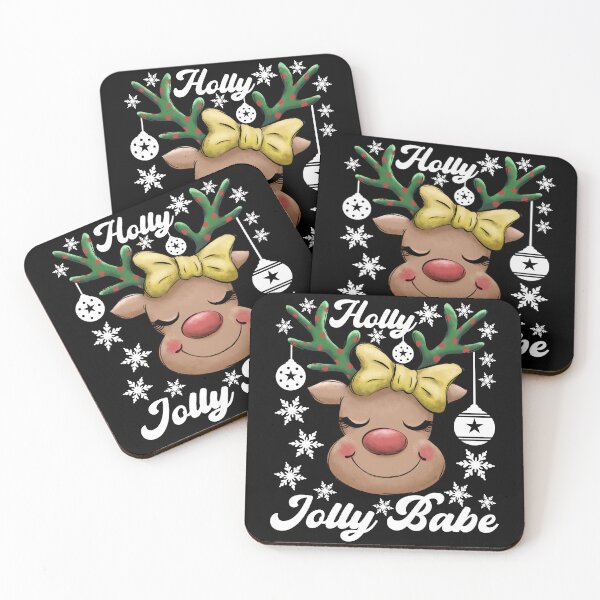 Item preview, Cute and Joyful Holly Jolly Babe Christmas Reindeer - Black designed and sold by PearlMoonGrapes.