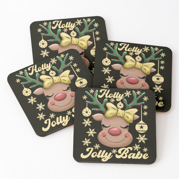 Item preview, Cute and Joyful Holly Jolly Babe Christmas Reindeer - Dark Green designed and sold by PearlMoonGrapes.