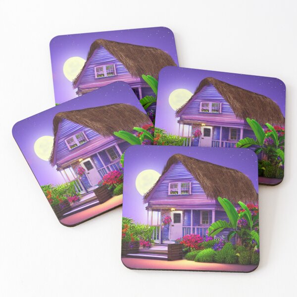 Item preview, Lavender Tropical Island Cottage By Moonlight designed and sold by BrightC.