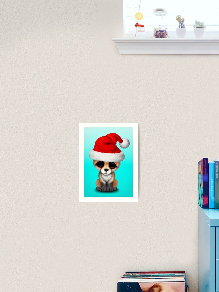 Impression Artistique Bebe Renard Portant Un Bonnet De Noel Par Jeffbartels Redbubble