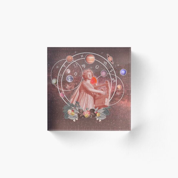 Astrologia (The Galactic Terpsichore) - Greek statue woman with harp / astrology space Acrylic Block