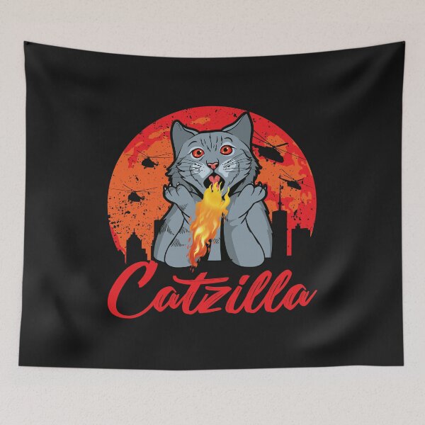 Item preview, Catzilla Funny Cat Lover Black Design designed and sold by RepublicOfFire.