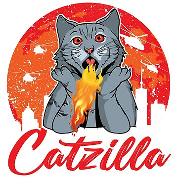 Artwork thumbnail, Copy of Catzilla Funny Cat Lover White Design by RepublicOfFire