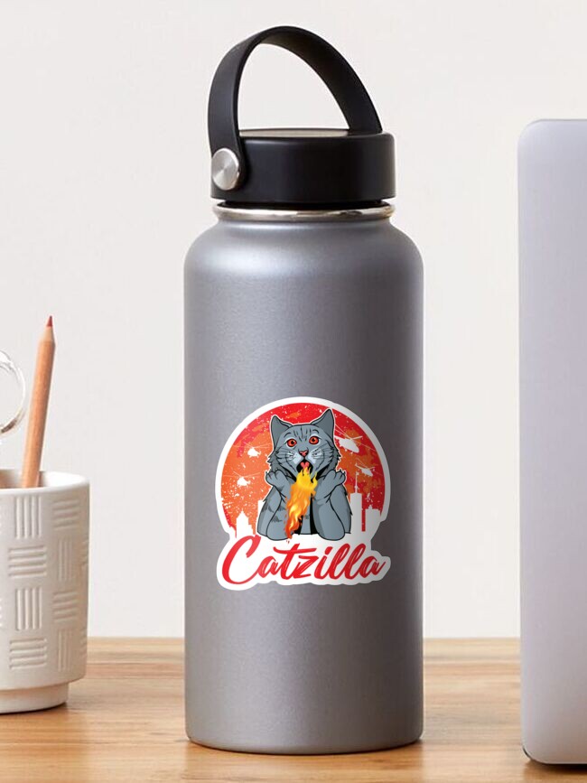 Thumbnail 1 of 3, Sticker, Copy of Catzilla Funny Cat Lover White Design designed and sold by RepublicOfFire.