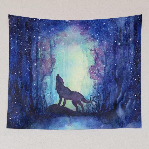 Item preview, Galaxy Wolf Howling in Forest designed and sold by Olga Shvartsur.