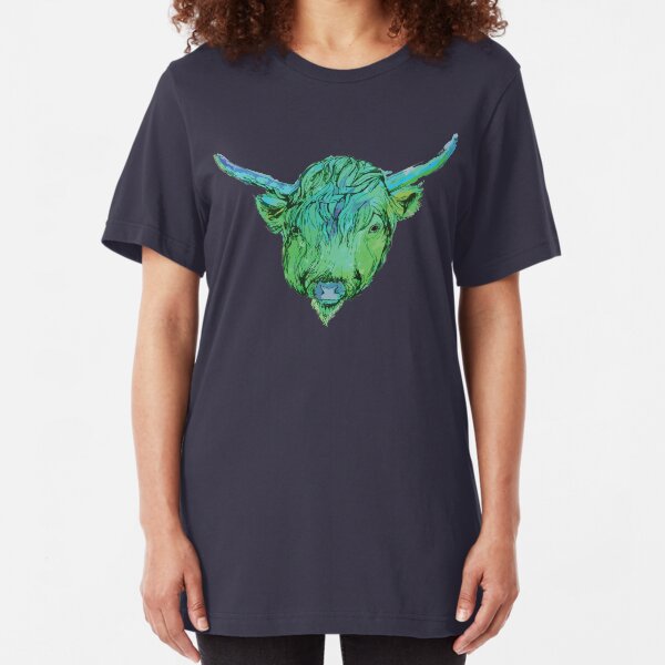 Highland Cow - Green Slim Fit T-Shirt