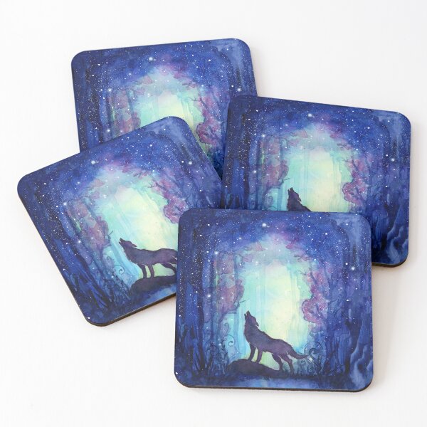 Item preview, Galaxy Wolf Howling in Forest designed and sold by Olga Shvartsur.