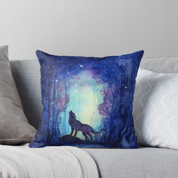 Item preview, Galaxy Wolf Howling in Forest designed and sold by Olga Shvartsur.