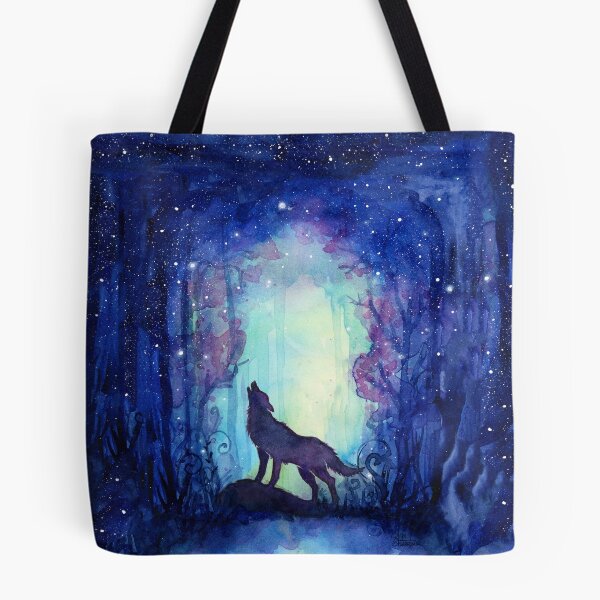 Item preview, Galaxy Wolf Howling in Forest designed and sold by Olga Shvartsur.