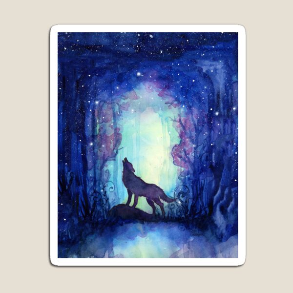 Item preview, Galaxy Wolf Howling in Forest designed and sold by Olga Shvartsur.