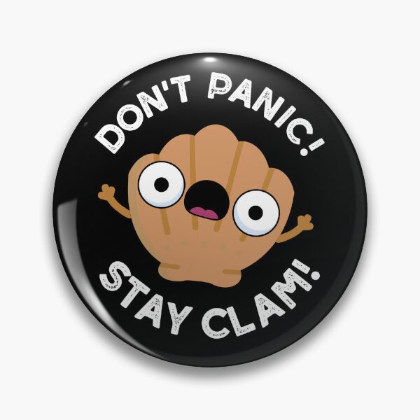 Item preview, Don't Panic Stay Clam Funny Animal Puns (Dark BG) designed and sold by punnybone.