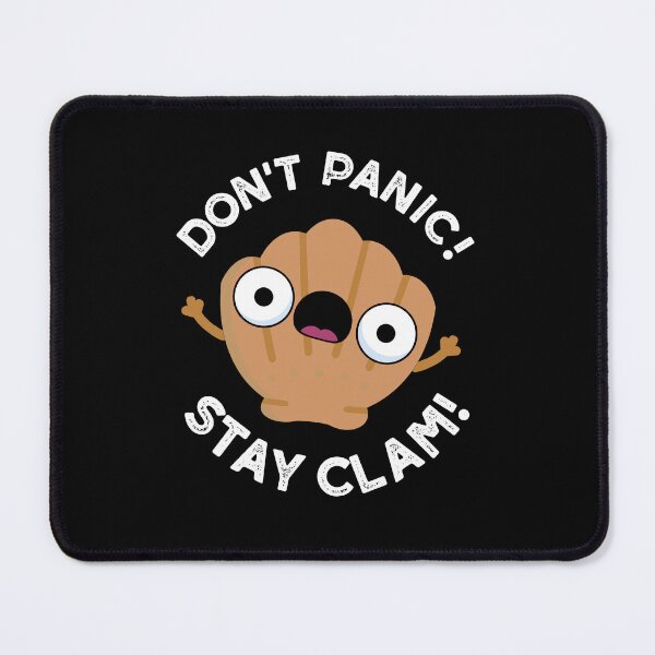 Item preview, Don't Panic Stay Clam Funny Animal Puns (Dark BG) designed and sold by punnybone.
