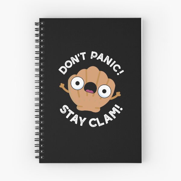 Item preview, Don't Panic Stay Clam Funny Animal Puns (Dark BG) designed and sold by punnybone.