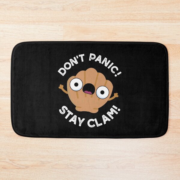 Item preview, Don't Panic Stay Clam Funny Animal Puns (Dark BG) designed and sold by punnybone.