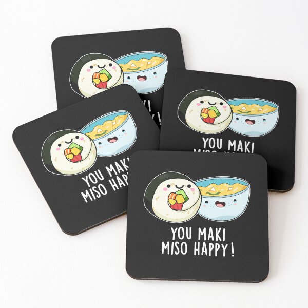 Item preview, You Maki Miso Happy Funny Japanese Food Puns (Dark BG) designed and sold by punnybone.