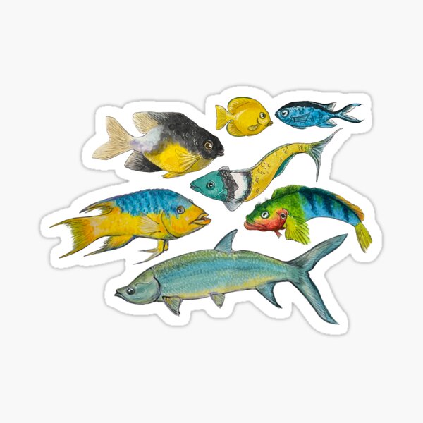 Item preview, Caribbean Fish in watercolor designed and sold by Adrienne Smith.