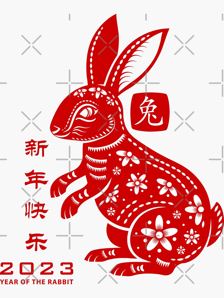 Happy New Year Of The Rabbit Chinese Zodiac Rabbit 2023 Sticker for Sale  by taogiauco