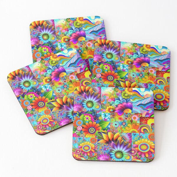 Item preview, Floral abstract art, happy, energizing, psychedelic, goofy, funky, groovy, colorful, colourful designed and sold by theplanetlove.